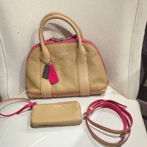 Coach Tan and Pink Satchel Set